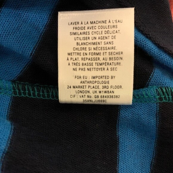 Postmark Anthropologie Womens Size Medium Blue Striped Linen Cotton Blend Blouse - Picture 5 of 6